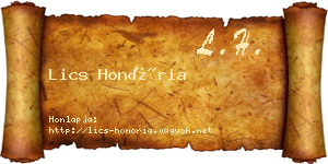 Lics Honória névjegykártya
